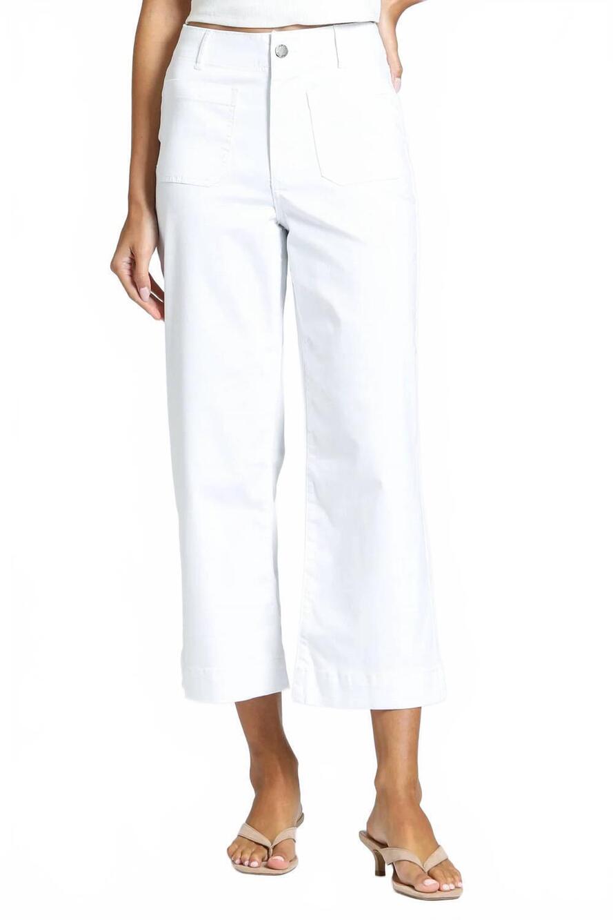 NEW APNY women's cropped wide leg pant with patch pockets in white